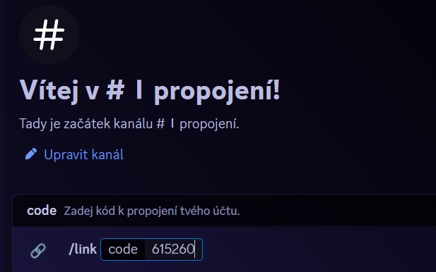 Zadání příkazu na Discordu